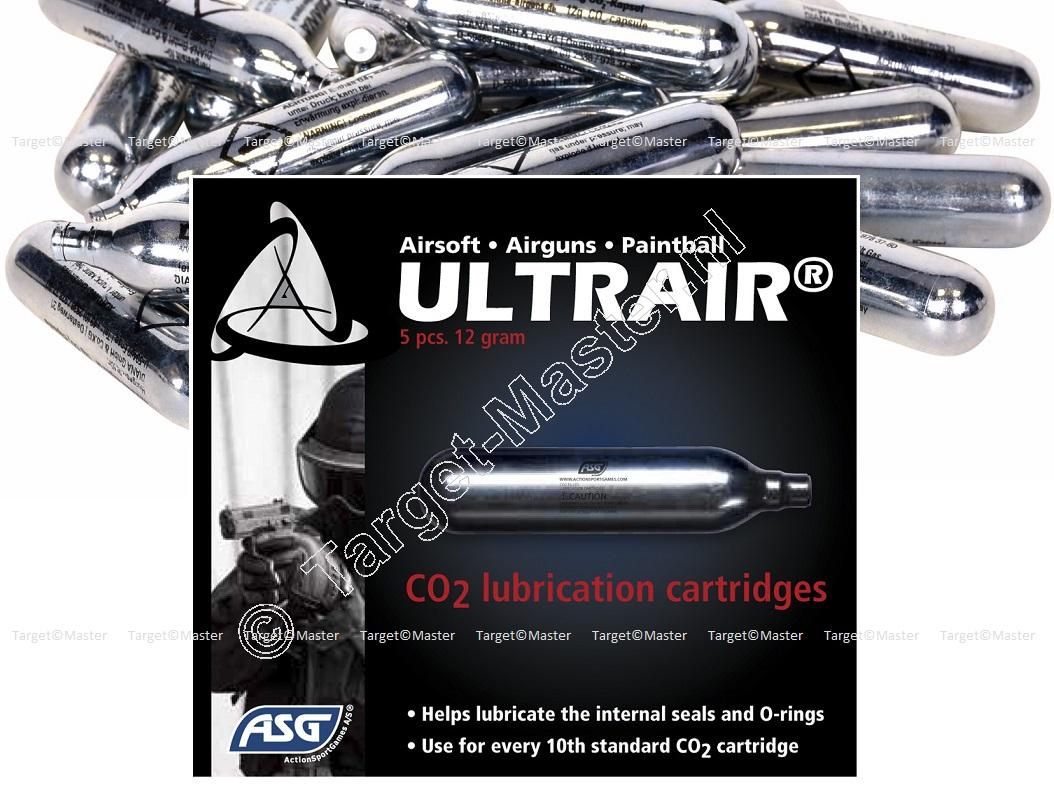 ASG ULTRAIR Co2 Lubrication Cartridges, Co2 Capsules 12 gram package of 5